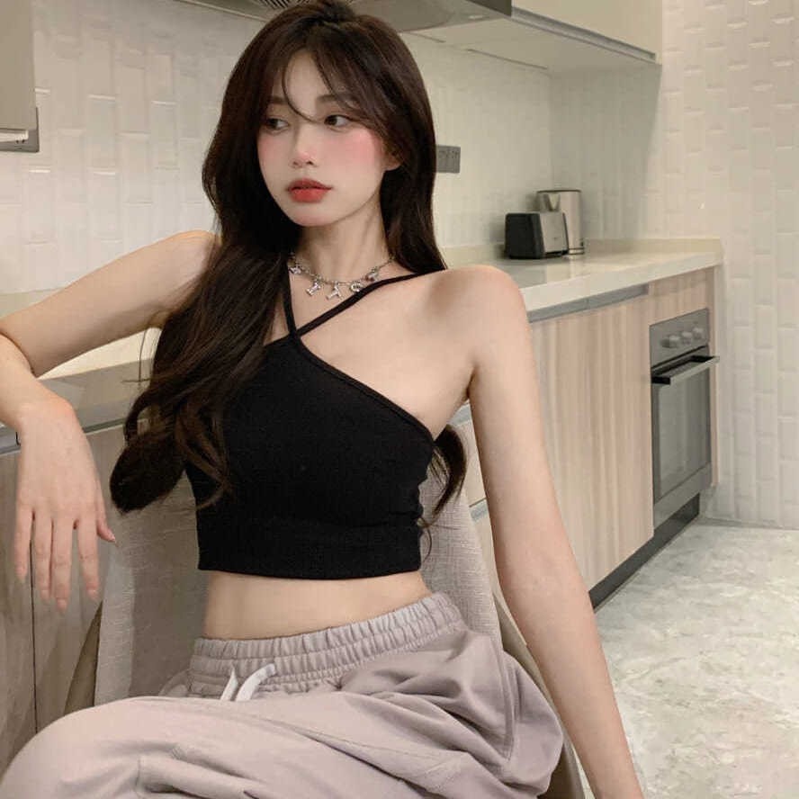 Áo Croptop 2 DÂY CHÉO MẢNH Thun Gân Nữ Đẹp, Áo Dây Đắp Chéo Cổ GOVA