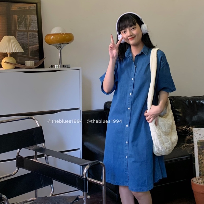 Váy Jeans Tay Cộc dáng Suông