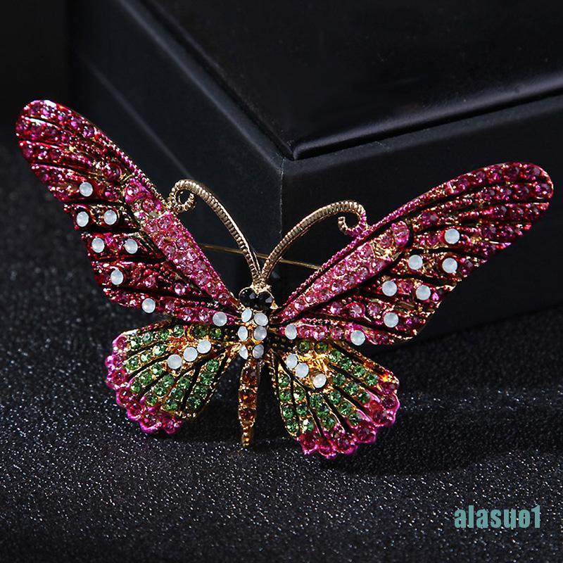 Ghim Cài Áo Hình Bướm Đính Pha Lê Xinh Xắn Cho Nữ