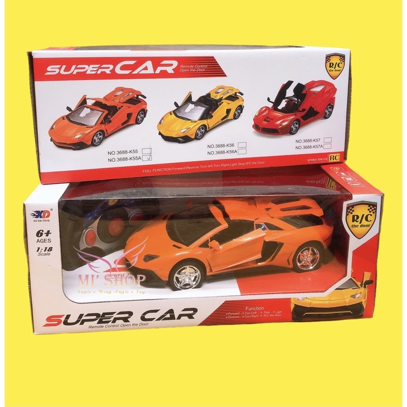 ✨ Xe Điều Khiển Lamborghini 1:18 Mở Cửa & Cốp Xe 3698-K55✨ Vàng & Cam - Có đèn / âm thanh