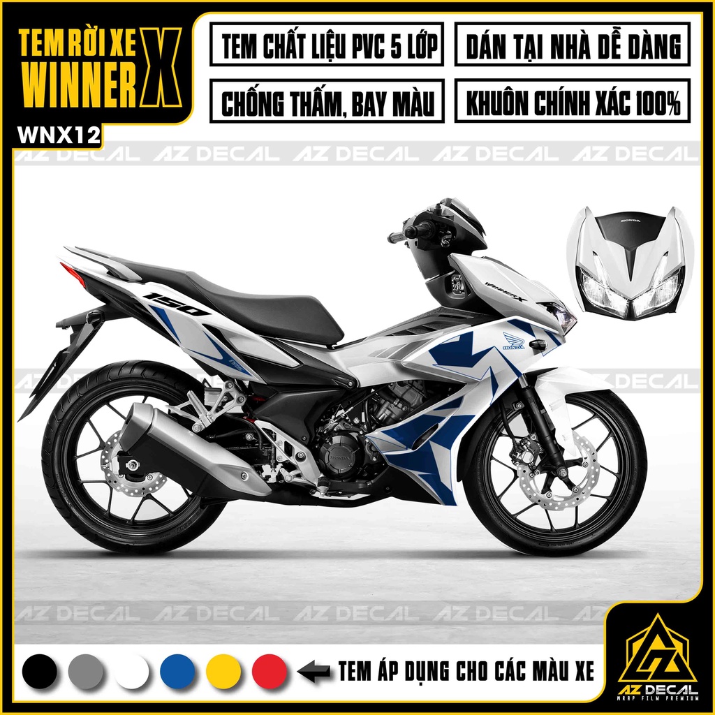 Tem Winner X Chủ Để Polygon 3D | WNX12 | Tem Dán Winner X Decal Dán Nhiều Màu Xe Trắng, Đen, Đỏ, Xanh...