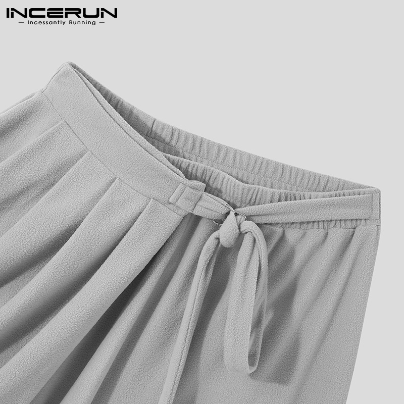 Quần dài INCERUN dáng rộng lưng thun phối dây rút thiết kế độc đáo thời trang cá tính cho nam
