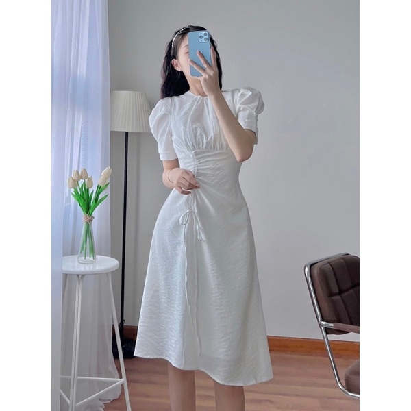 Đầm rút dây thân cổ tròn Macos BT165