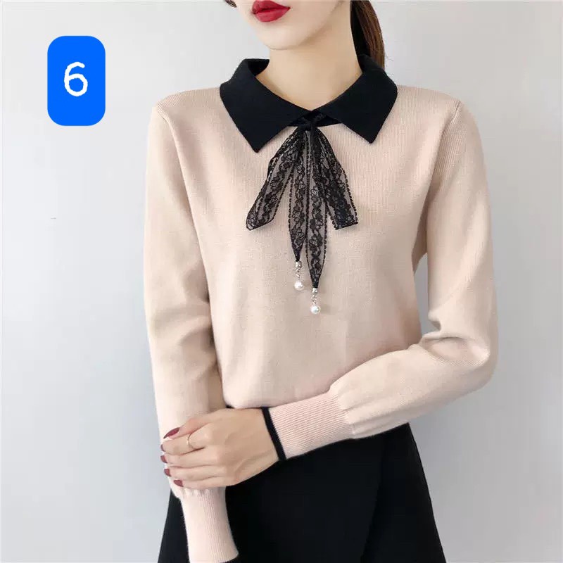 Áo cardigan len mỏng dài tay phối nơ phong cách Hàn cho nữ Cucphuong shop