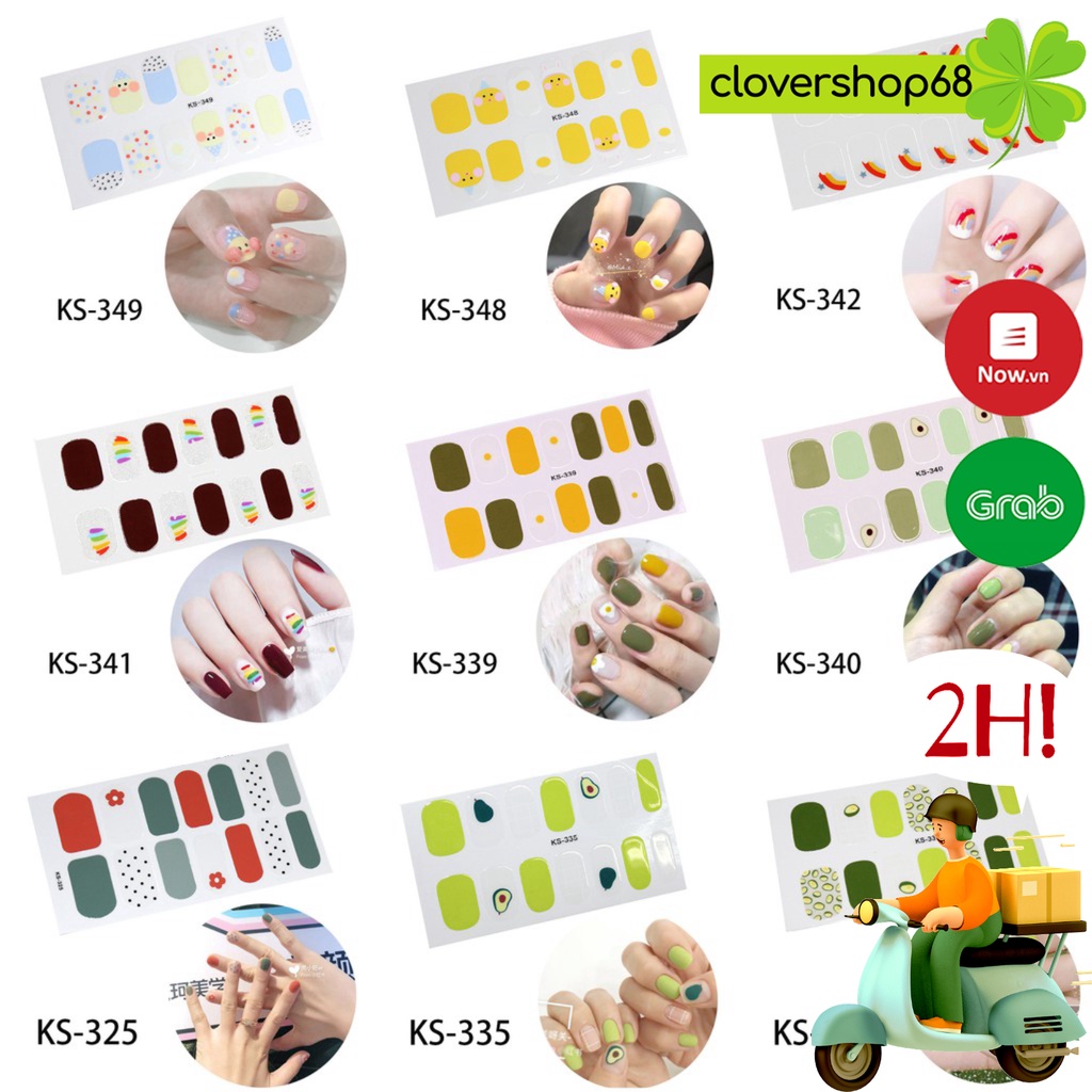 Set 14 nhãn dán trang trí móng tay với nhiều hoạ tiết tùy chọn  Clovershop68