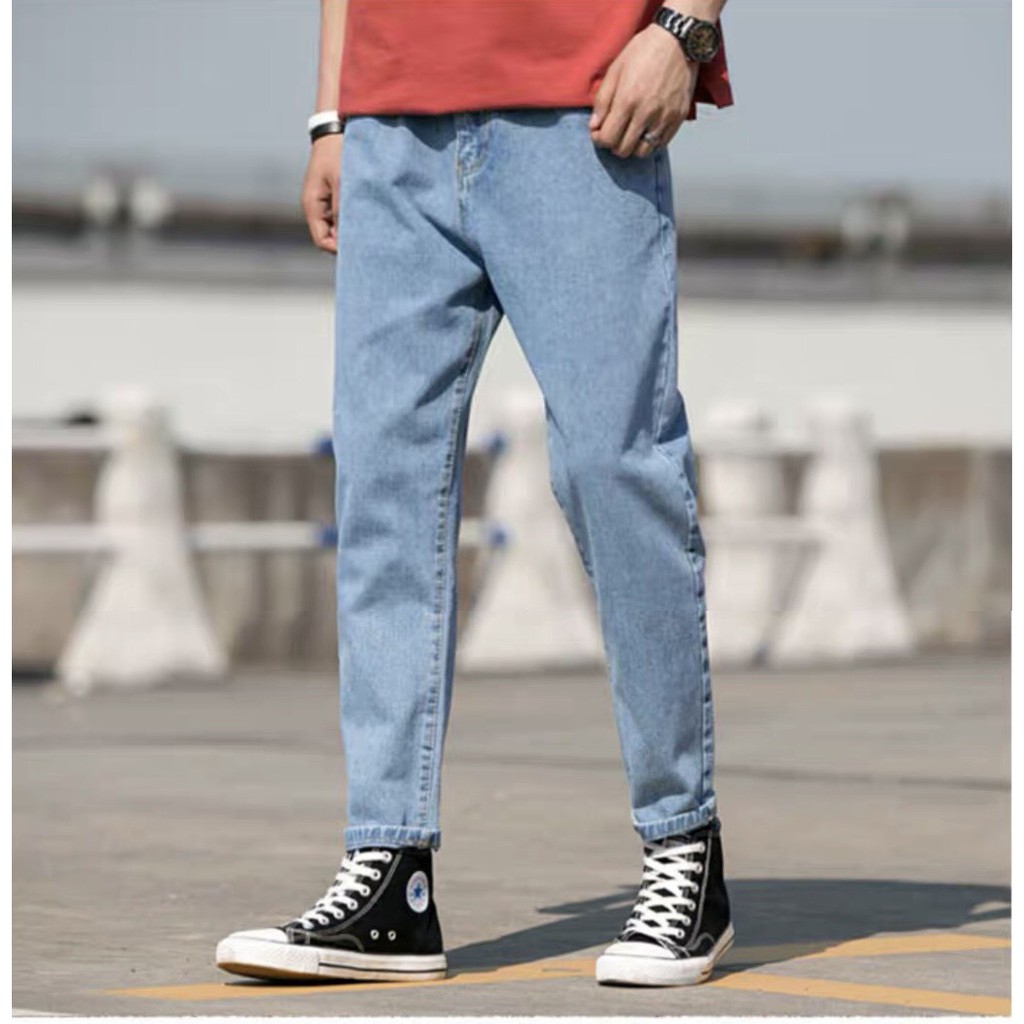 Quần jean baggy nam rách trắng đen 2 gối gấu ống suông rộng chất vải bò cao cấp RG01 Ullzang hàn quốc Helloyou 2022