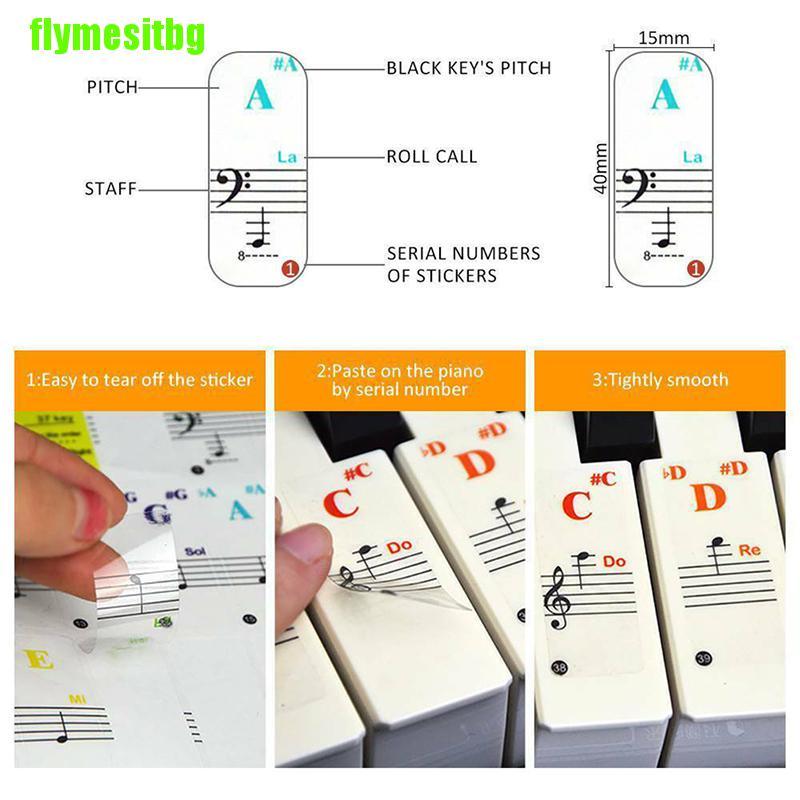 Hình Dán Bàn Phím Đàn Piano Trong Suốt 88 / 61 / 54 / 49 / 37 Phím Cho Người Mới Học