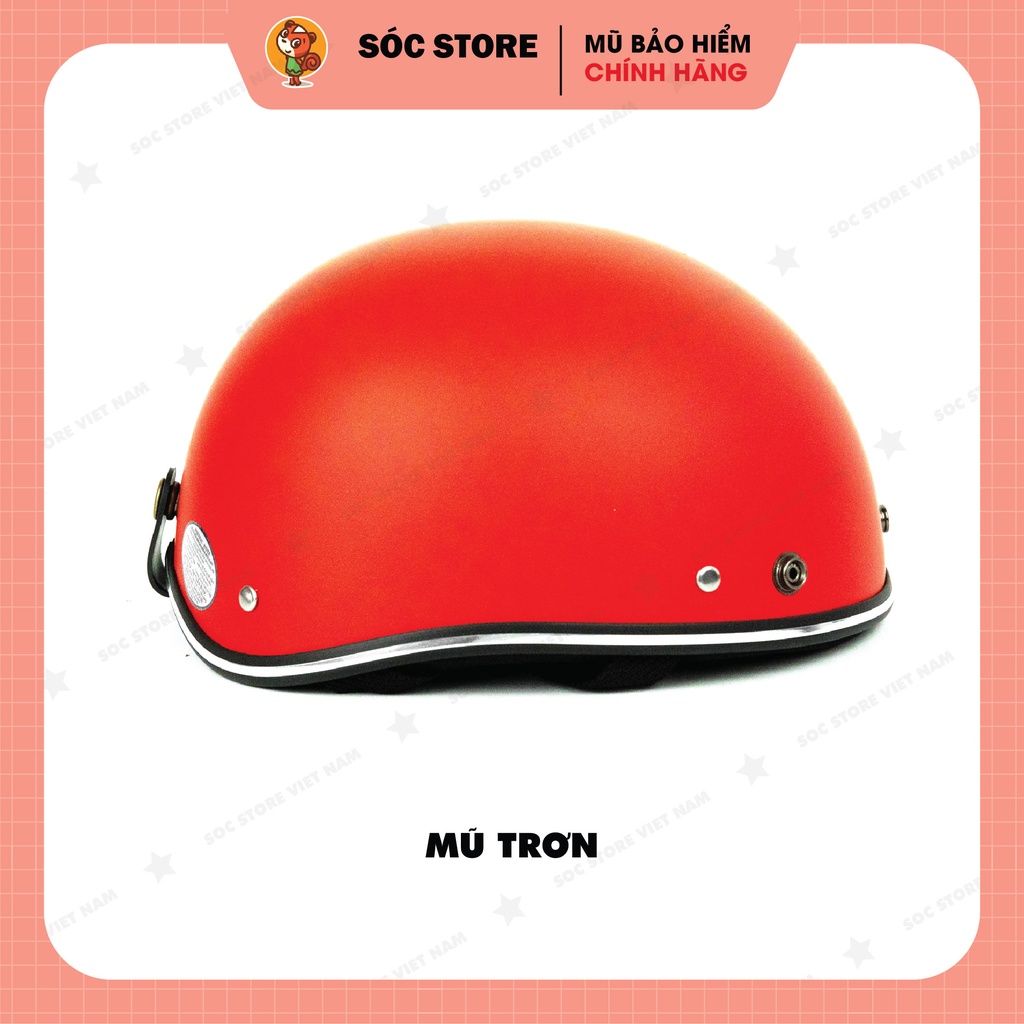 Mũ bảo hiểm nửa đầu chính hãng Sóc Store Vietnam màu đỏ kèm kính UV, kính phi công, nón bảo hiểm 1 phần 2 freesize