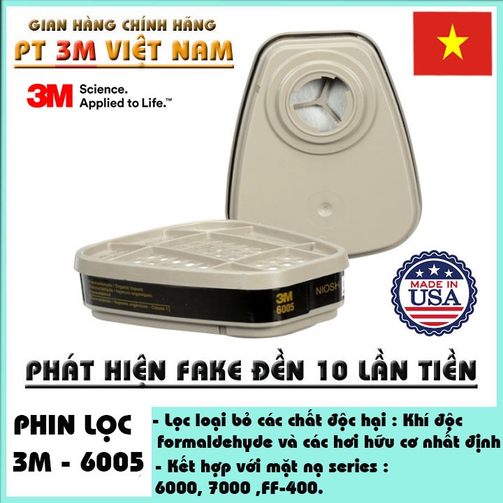 Phin lọc chống độc hơi hữu cơ và formaldehyde 3M 6005