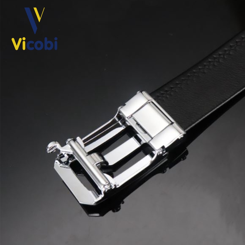Dây lưng Nam Da Bò khóa tự động GC Vicobi , thắt lưng 3,5cm mặt hợp kim màu bạc - vàng, made in VietNam