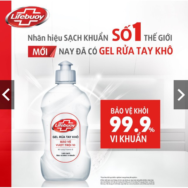 Gel rửa tay khô sạch siêu nhanh Lifebuoy Bảo Vệ Vượt Trội 10 (Chai nắp bạc 235ml) | BigBuy360 - bigbuy360.vn