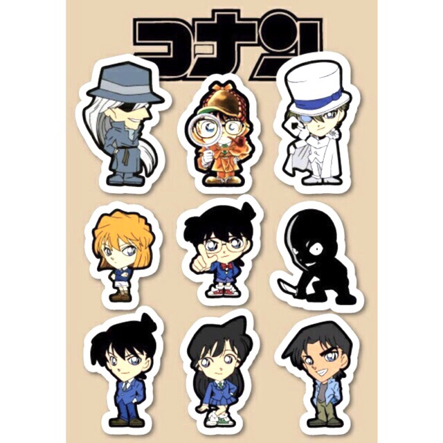 Sticker anime conan 30 cái ép lụa khác nhau