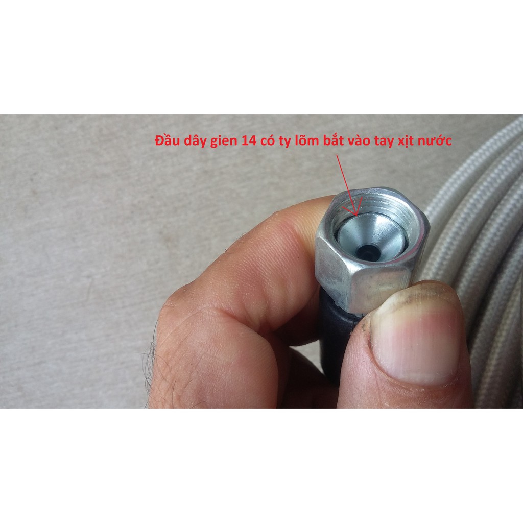Ống dây rửa xe 15M cho máy bơm xịt rửa áp lực cao đầu Ren trong 22mm và 14mm ty lội hoặc ty lõm
