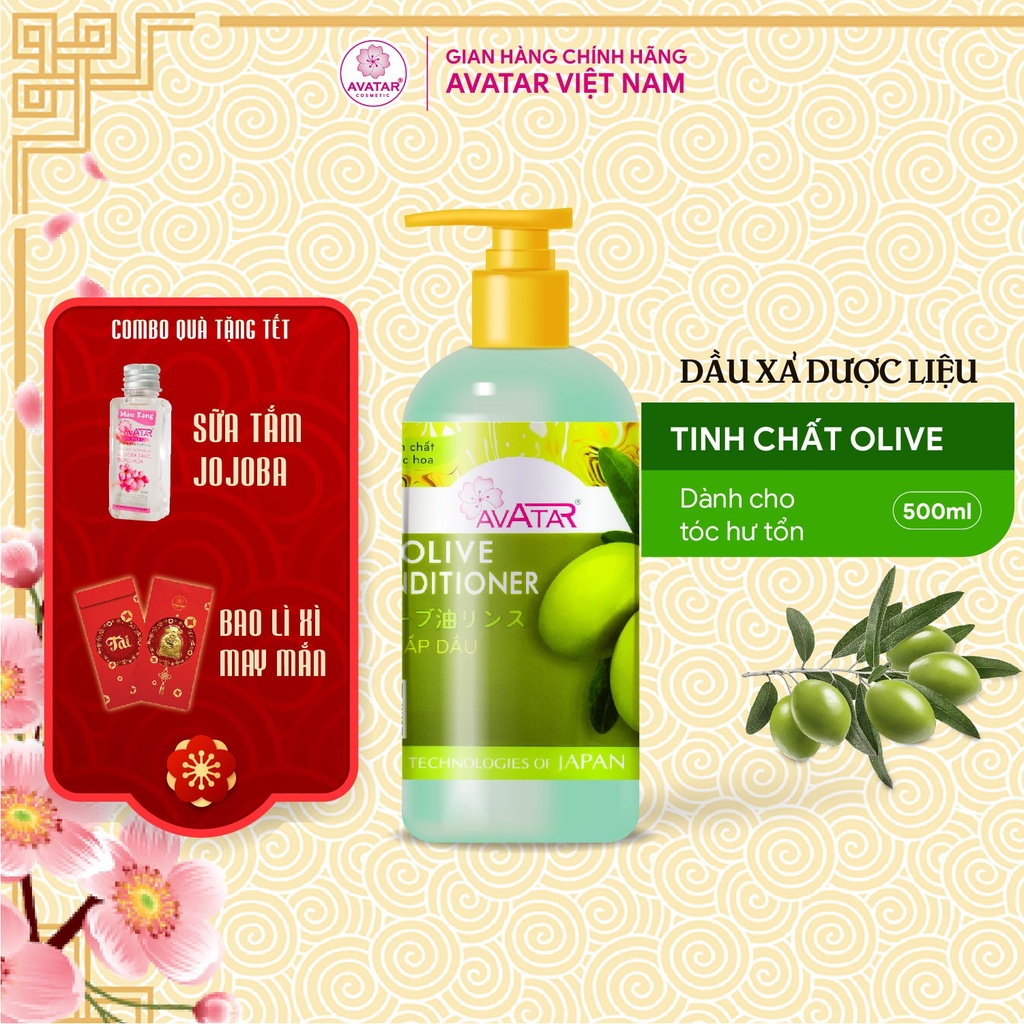 Dầu xả Olive AVATAR nuôi dưỡng tóc chắc khỏe chống gãy rụng tóc dài suôn mềm mượt 500ml