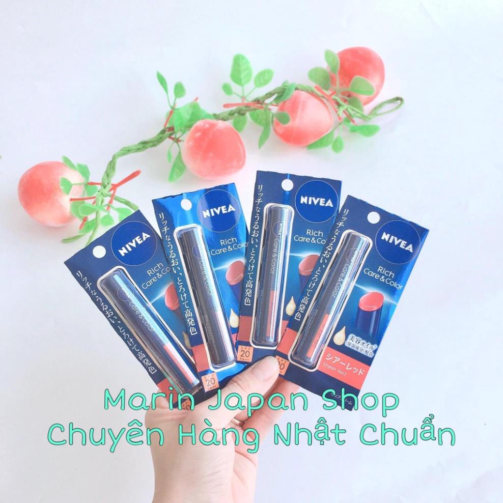 (Chuẩn Nhật) Son dưỡng môi có màu đỏ Nivea Chống nắng UV Nhật Bản