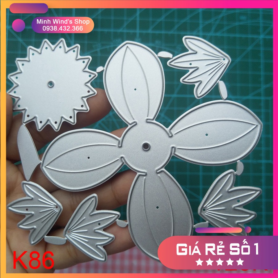 K86, K104 - Khuôn Kim Loại Cắt Hoa Thược Dược Lùn 2 Size To Nhỏ