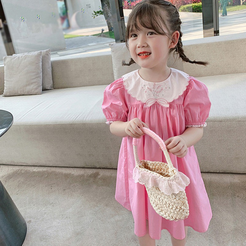 Đầm cổ búp bê tay phồng thời trang Hàn Quốc cho bé