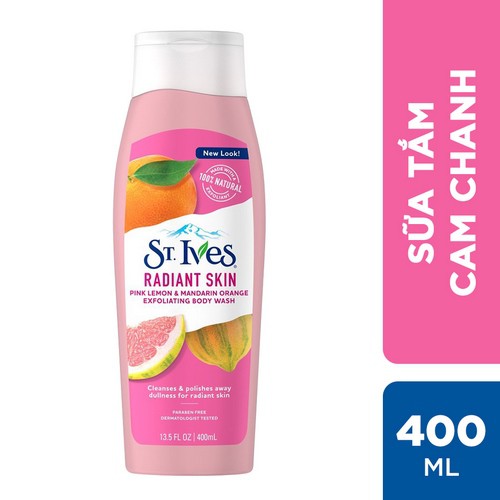 Bộ 2 sữa tắm St.Ives Cam chanh (400ml x 2) + Sữa rửa mặt tẩy tế bào chết St.Ives ngừa mụn trà xanh 170g