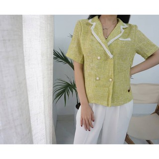ÁO SƠ MI CỔ VEST VẢI TWEED
