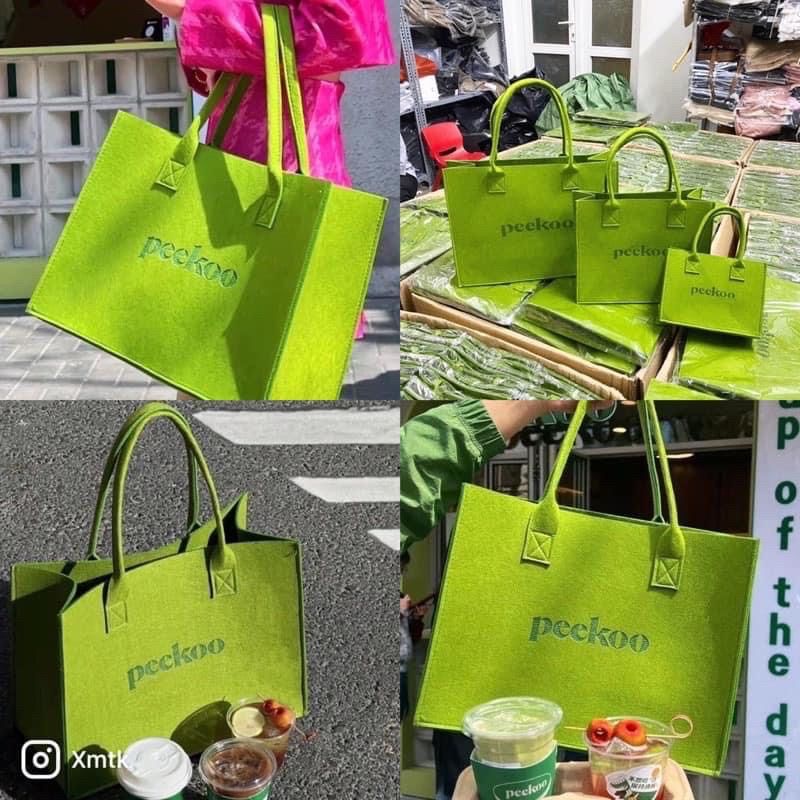 Túi Xách Tay Nữ Bản To Xanh Lá PEKOO Nội Địa Trung Hot Trend 2022 Túi Tote Đeo Vai Thời Trang Đơn Giản