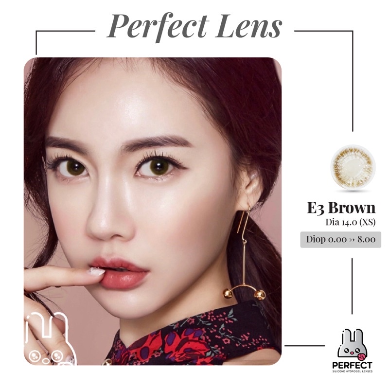 Lens Mắt , Kính Áp Tròng E3 BROWN Có Độ Cận và Không Độ, DIA 14.0, Cho Mắt Nhạy Cảm Giá Sale