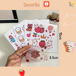 Sticker hình dán dễ thương con thỏ, gấu, cô bé Nhật Bản nhiều màu sắc