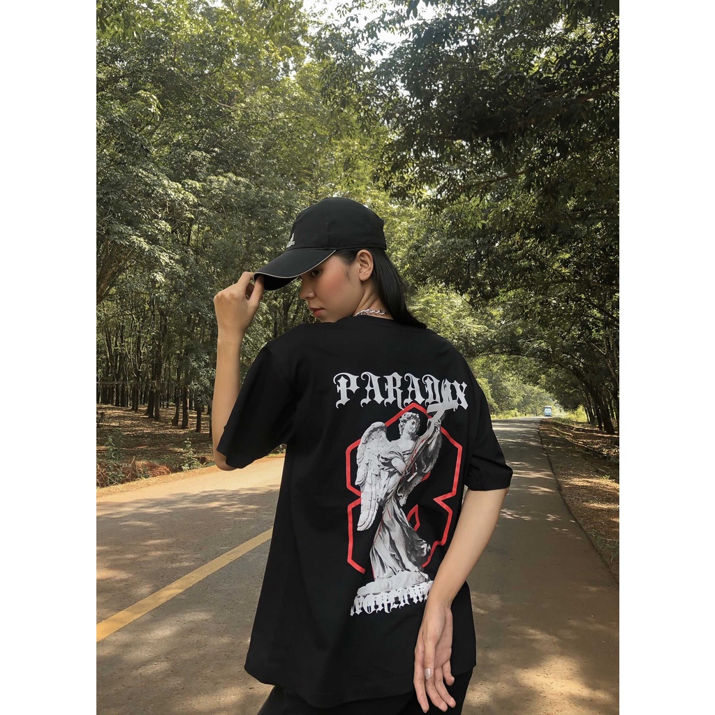 PWkU / Áo thun form rộng Paradox tay lỡ - Unisex - In hình - SOVEREIGN - Màu đen !