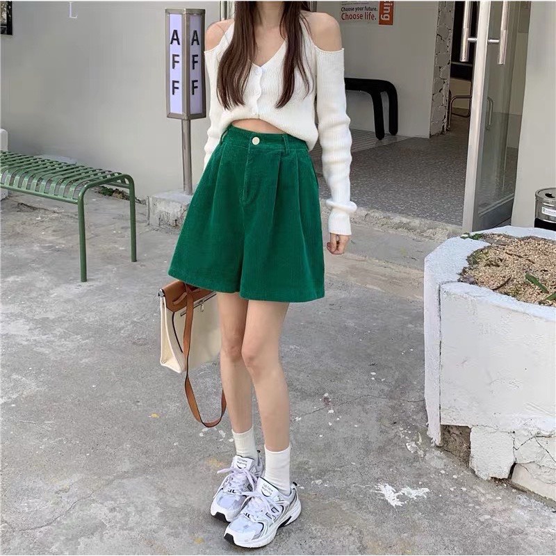 Quần short Ngố Nhung Gân - short sọc ullzang unisex - AAG99