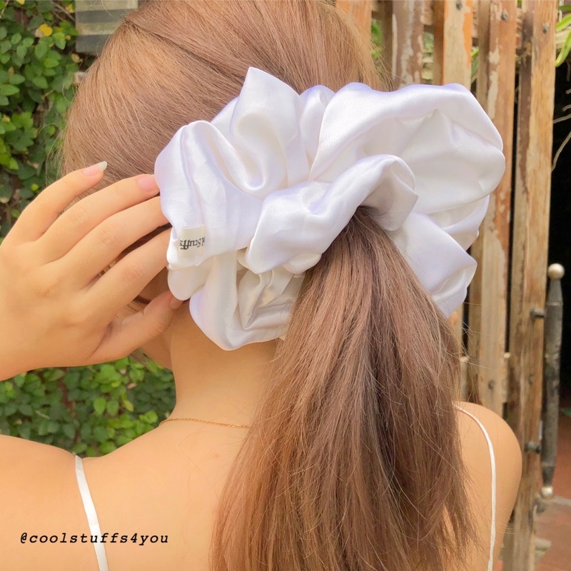 Đồ buộc tóc scrunchies lụa trắng🤍bigsize siêu to