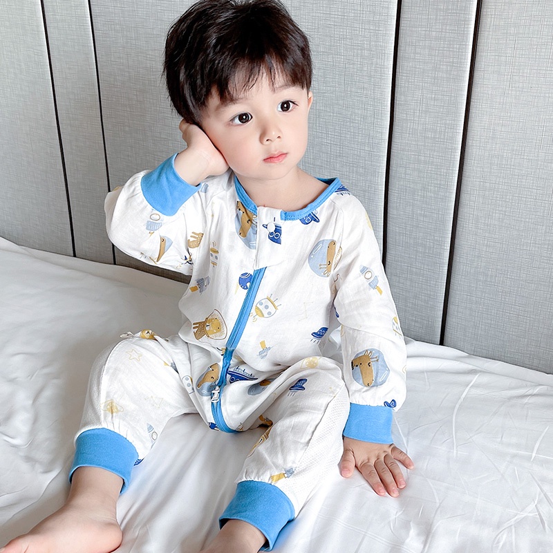 Túi Ngủ Mùa Hè. Túi Ngủ Vải cotton Tay Dài Phối Lưới Mỏng Nhẹ Chống Lạnh Thời Trang Mùa Hè Cho Bé