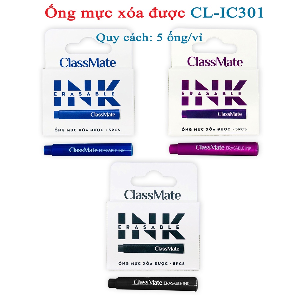 Vỉ 5 Ống mực Classmate dùng cho bút máy xóa được -IC301