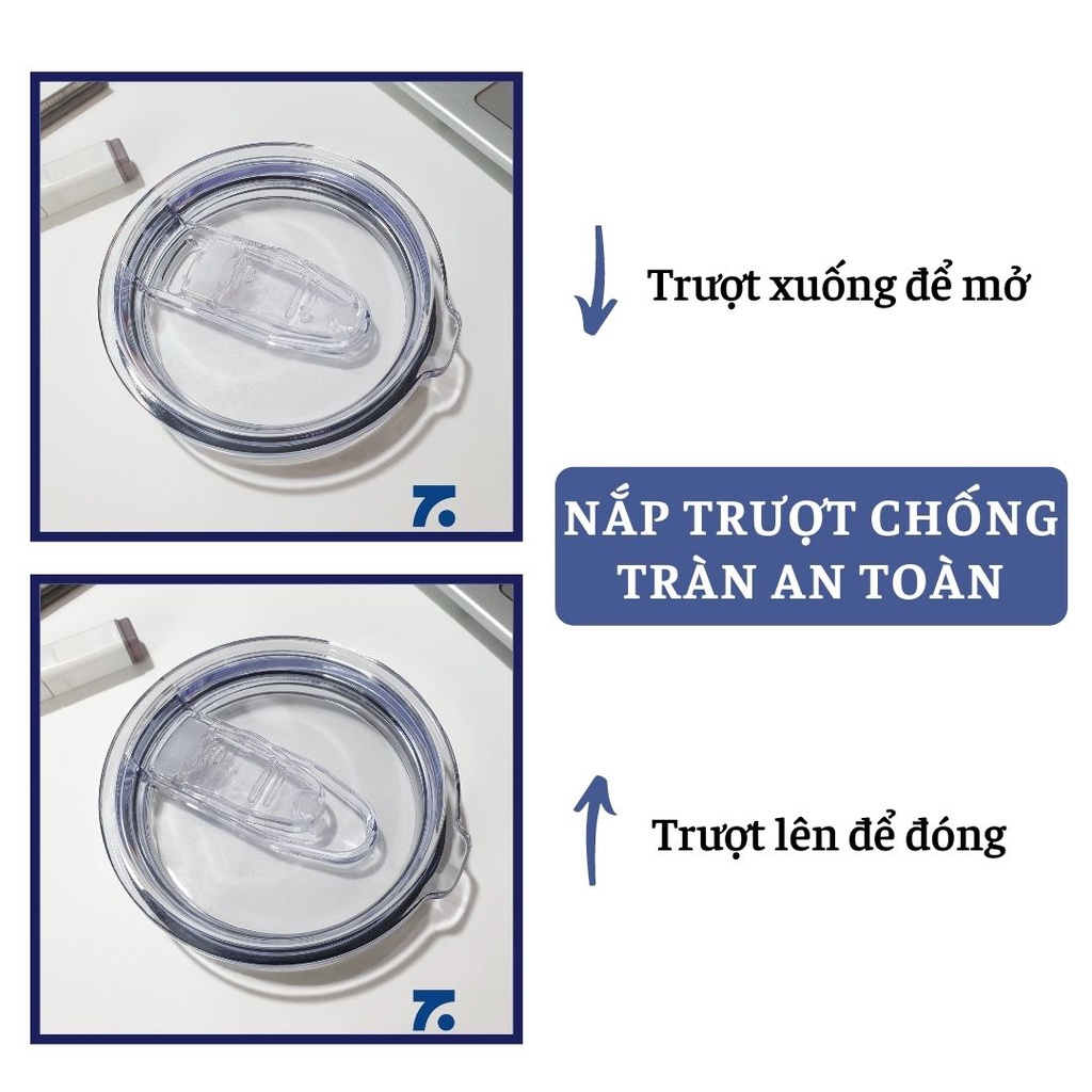 Bình giữ nhiệt sơn bóng ZONORM 900ml nắp trượt inox 304 in hình cute