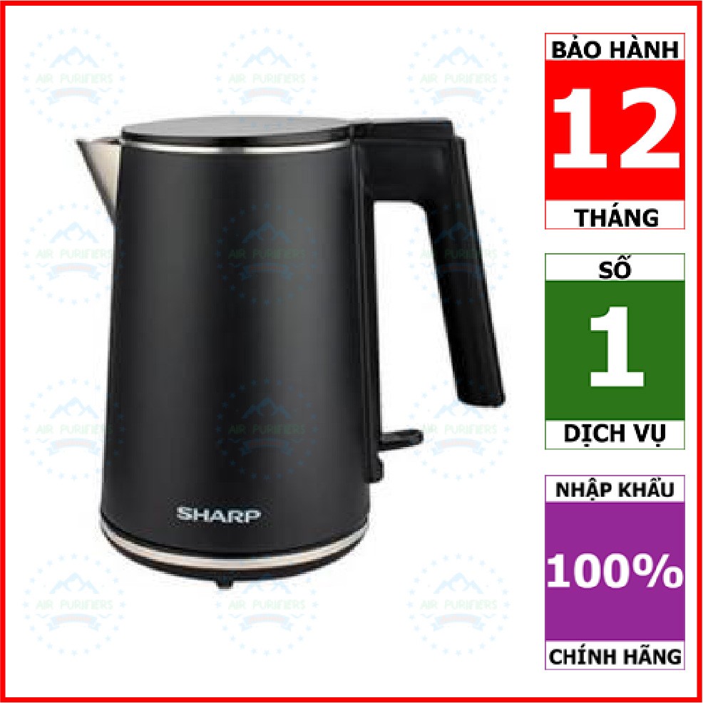 Ấm siêu tốc Sharp EKJ-10DVPS-BK, EKJ-10DVPS-RD 1.0 lít (Hàng chính hãng, nấu nước nhanh, thiết kế sang trọng)