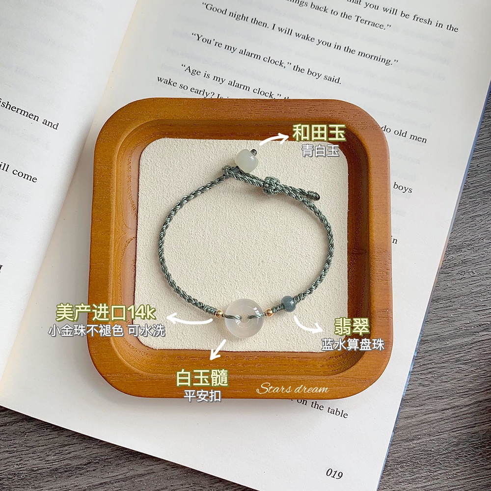 [Hàng Mới Về] Vòng Đeo Tay Dây Thừng Khóa Quả Nho Nhỏ Màu Xanh Lá Thời Trang Mùa Hè Cho