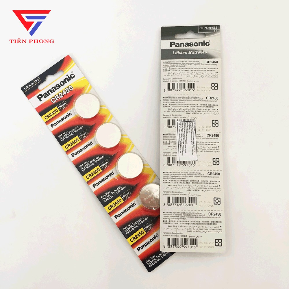 Pin CR2450 Panasonic 2450 3V Lithium hàng chính hãng - Vỉ 1 viên pin điều khiển ô tô