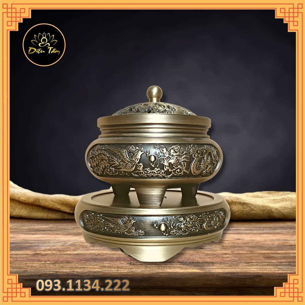 Đôn, chân đế lư hương xông trầm rồng phượng