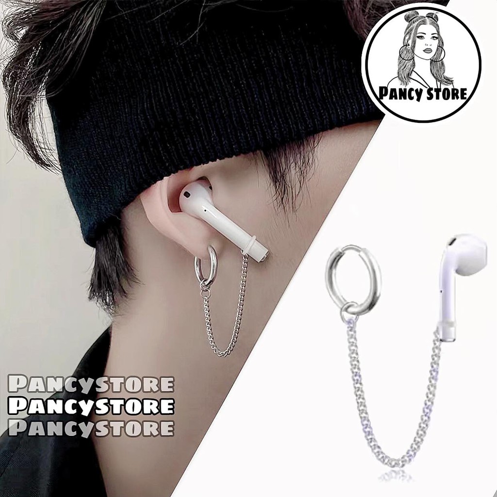 khuyên tai kẹp tai nam nữ giữ Airpod titan không gỉ Unisex