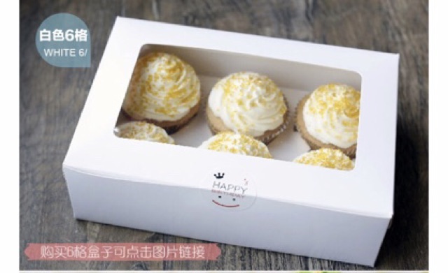 10 Hộp đựng cupcake 6 cái màu trắng có khay