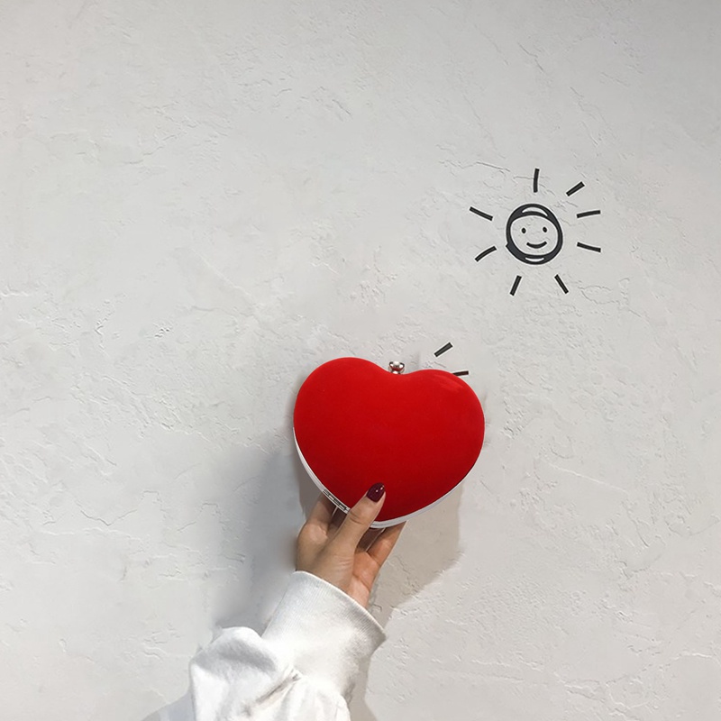 Túi đeo vai hình trái tim phối chuỗi dây xích thời trang dự tiệc cho nữ