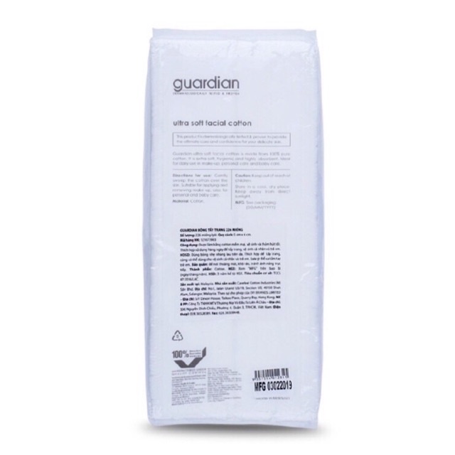 3 Gói Bông Tẩy Trang Guardian Ultra Soft Facial Cotton 260 Miếng