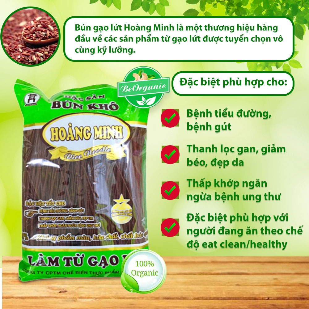 Bún Gạo Lứt Đỏ Đen Hoàng Minh Eat Clean 500g Beorganic - Eco Food, Đồ Ăn Healthy Giảm Cân Cho Người Ăn Kiêng, Tiểu Đường