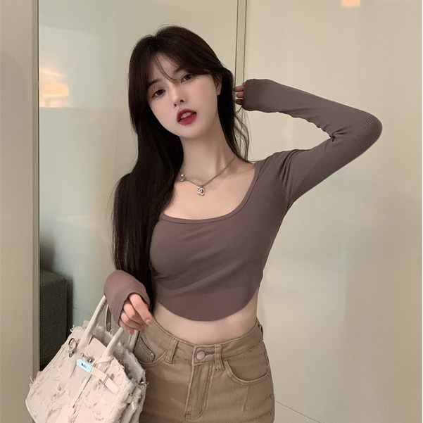 QADCOL Áo dệt kim tay dài thời trang xinh xắn đáng yêu tùy chọn màu sắc dành cho nữ