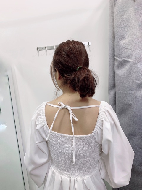 Đầm tay phồng xoắn nơ ngực - Han Dress