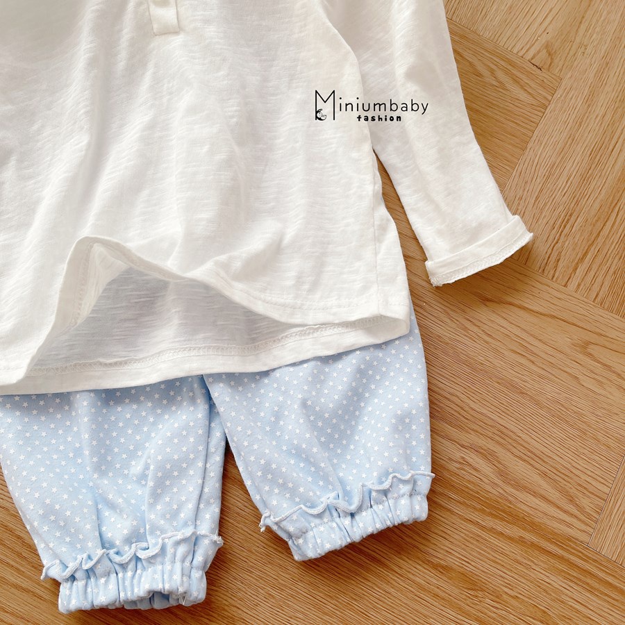 Bộ đồ dài tay quần dài thu đông cho bé gái cổ bèo chất liệu 100% cotton, set quần áo trẻ em miniumbabyfashion SB1302