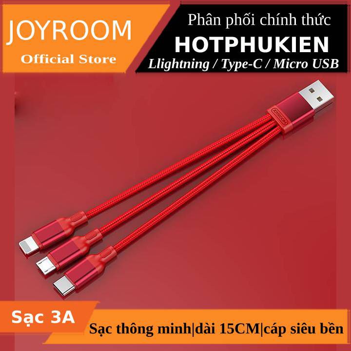 Dây cáp sạc 3 in 1 Micro USB, Type-C, Lightning hỗ trợ sạc nhanh hiệu JOYROOM S-M416 (Sạc nhanh 3A) - Hàng chính hãng