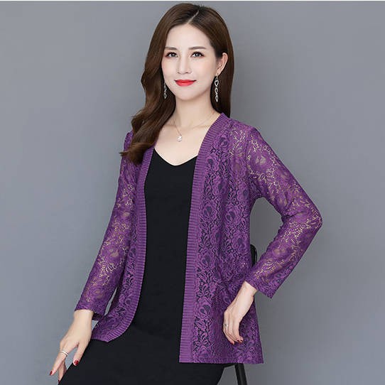 Áo khoác ren mỏng dáng dài size lớn cho nữ thời trang mới