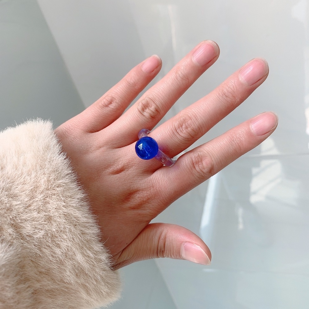 Nhẫn Resin Pha Lê Trong Suốt Hình Cầu Phong Cách Nhật Hàn Dễ Thương Thời Trang Cho Nữ