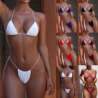 Bikini nữ phối dây có đệm nâng ngực phong cách Brazil