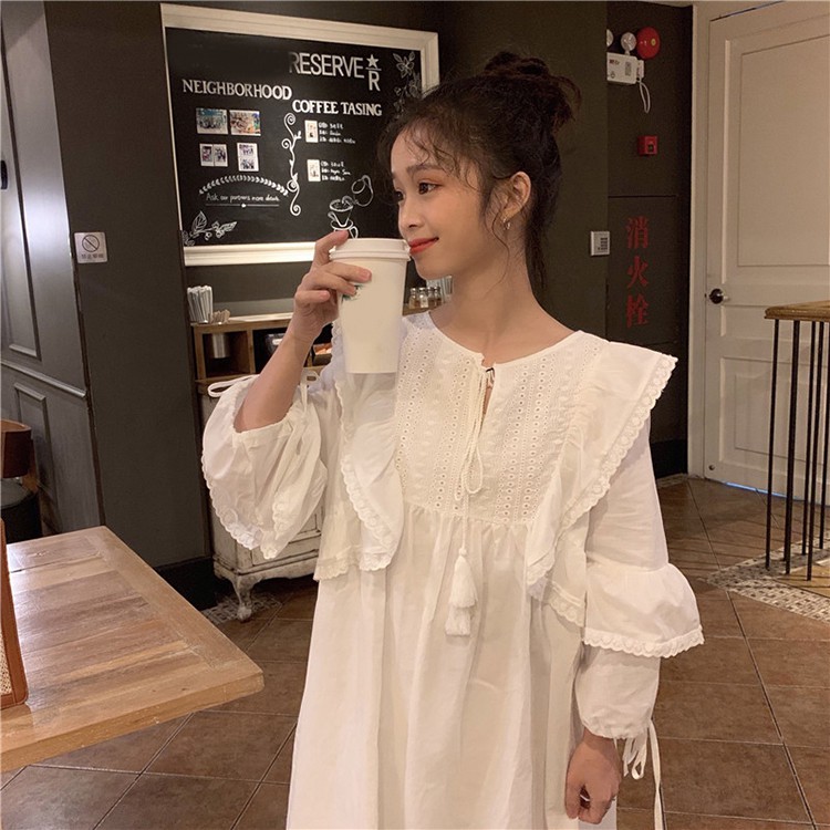 Đầm babydoll tay dài midi Emilyshop ulzzang