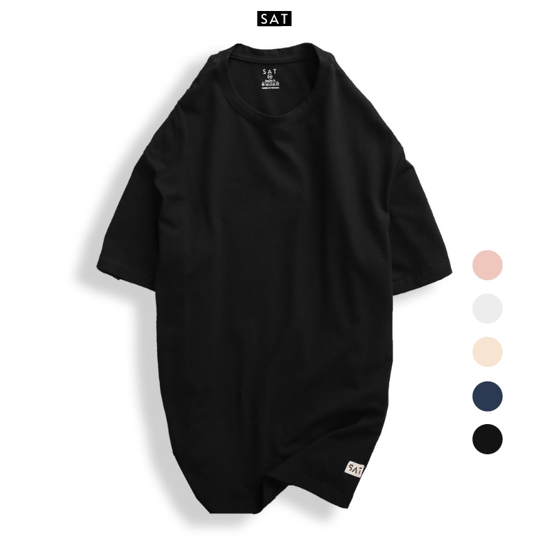 Áo thun trơn, T'shirt cổ tròn SAT TS-05 unisex, vải cotton mềm mịn, dày dặn, trẻ trung chuẩn form